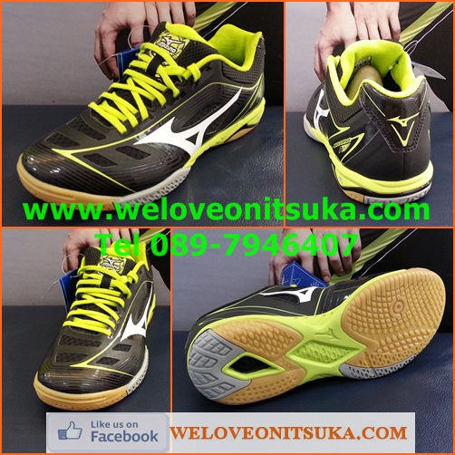 รองเท้าปิงปอง Mizuno WAVE Drive A2 ดำคาดขาวขลิปเขียว ยอดรองเท้าปิงปอง 81GA140009