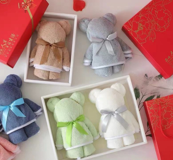 ผ้าขนหนู,ผ้าขนหนูรูปหมี,หมีผ้าขนหนู（2ชิ้น）