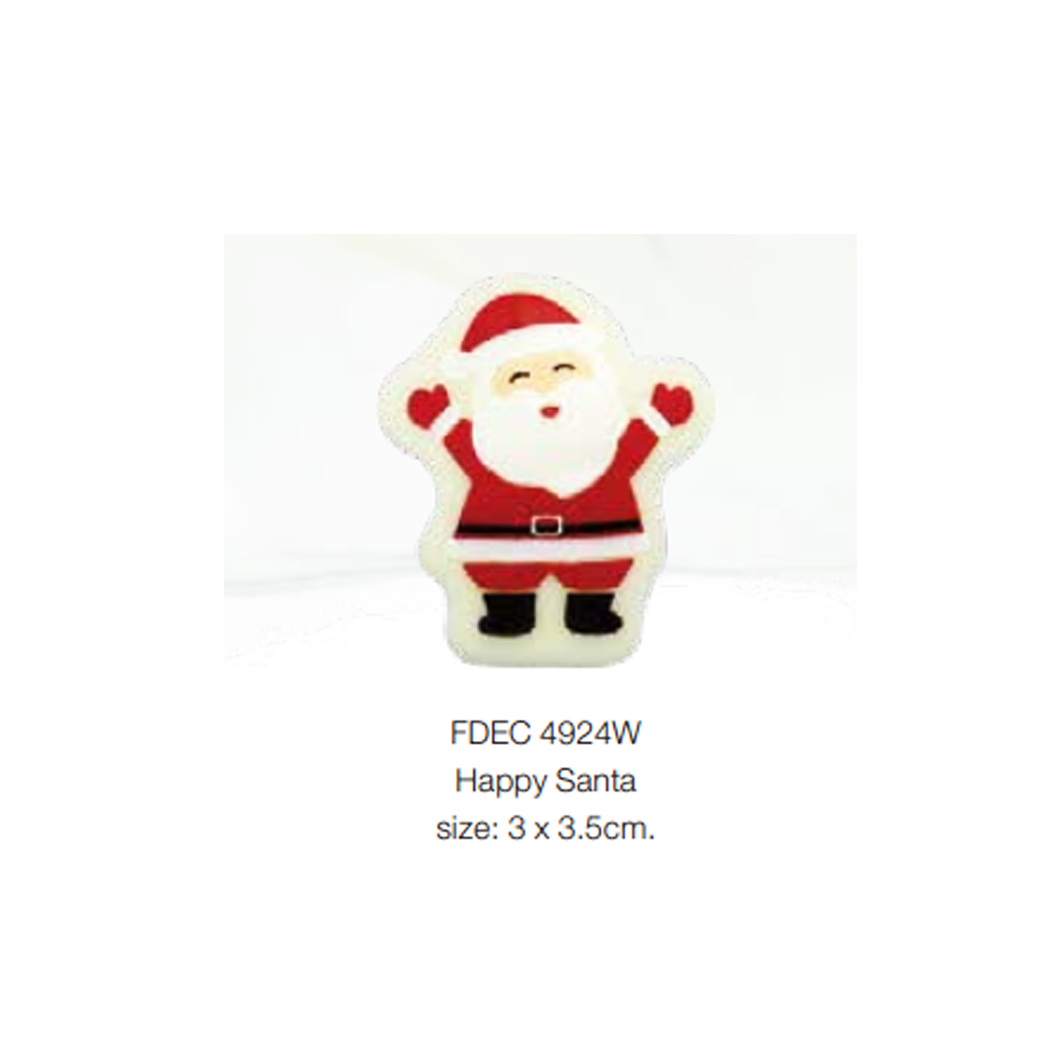 Decoration Chocolate ช็อคโกแลตตกแต่ง Happy Santa FDEC 4924W 10 ชิ้น (05-8281-10)