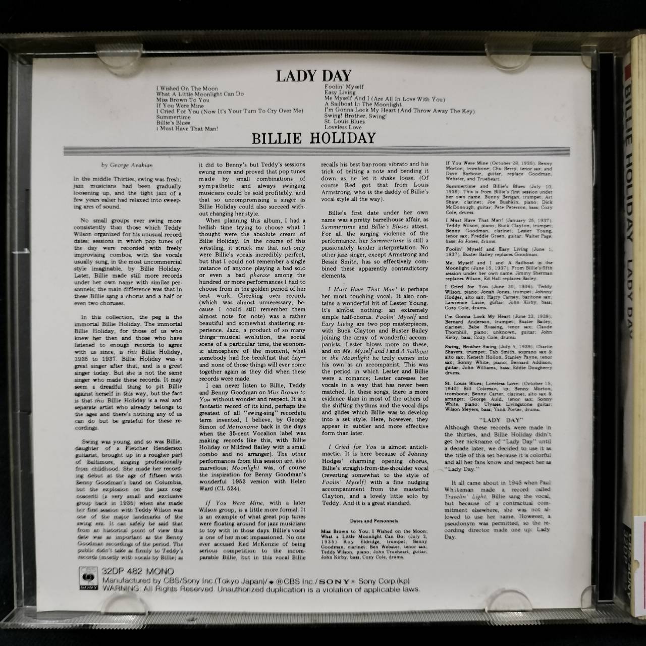 Billie Holiday – Lady Day / JAPAN / แผ่นดี