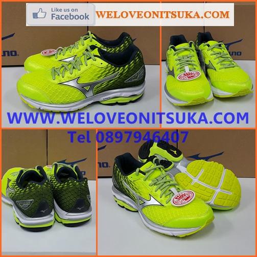 รองเท้าวิ่ง Mizuno Wave Rider 19 สีเขียวสะท้อนแสงไล่ดำ สำหรับหน้าเท้ากว้าง รองเท้าวิ่งออกกำลังกาย ยอดนิยม สีสวย นุ่มใส่สบายเท้า เบา น่าใช้ J1GC160405