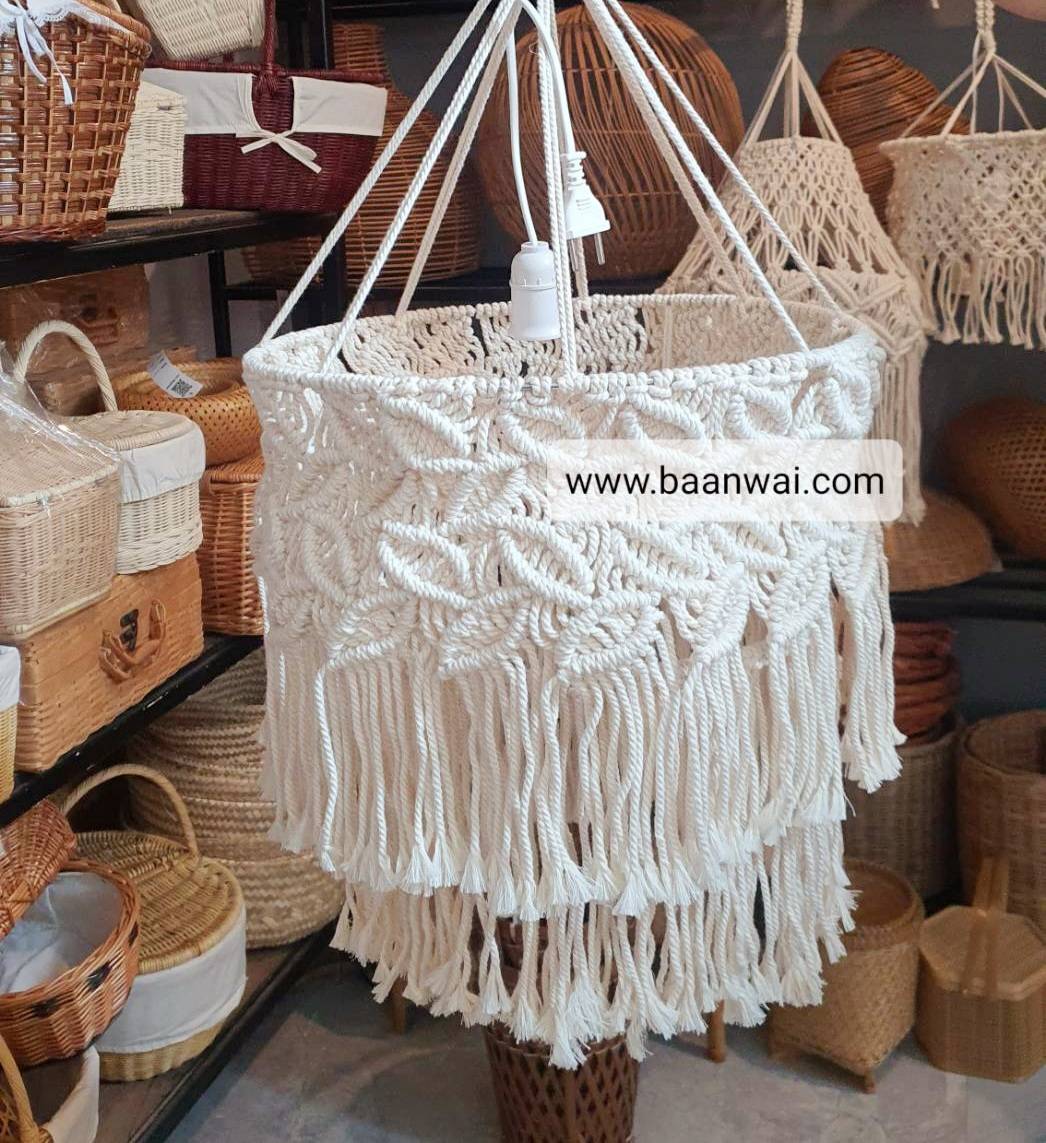 Macrame โคมไฟเชือกCotton โคมไฟเชือกถัก แบบที่3...