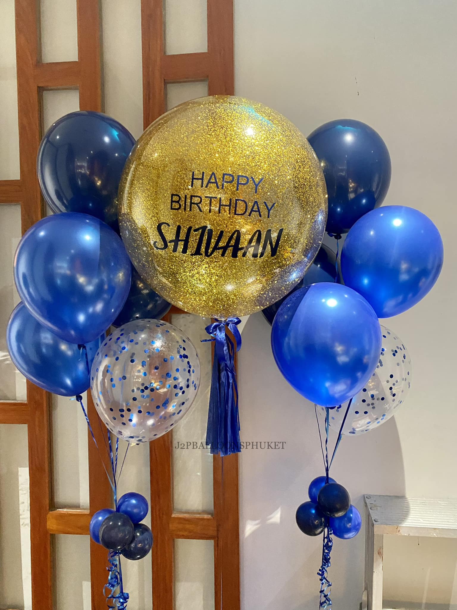 ลูกโป่งวันเกิดHappy birthday Navy blue & Dark blue & Confetti Balloons set (11pcs.)