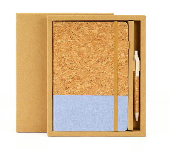 ชุดสมุดโน้ต+ปากกา+กล่อง,สมุดไดอารี่ปกไม้ก๊อก,สมุดโน้ตปกไม้ก๊อก,A5