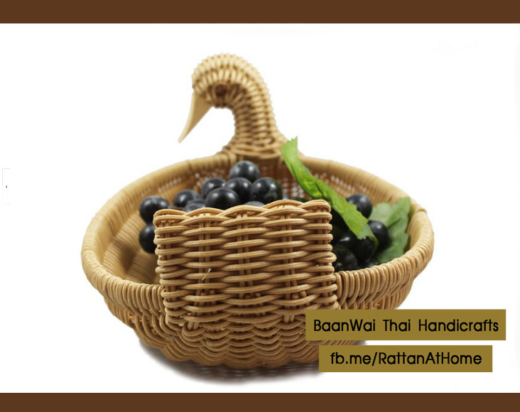 ถาดขนมปัง ตะกร้าขนมปัง ตะกร้าหวายเลียนแบบรูปเป็ด - ใหญ่