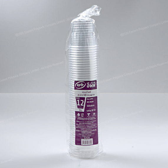 ถ้วยไอศครีม 12 oz. GPPS ใส (EPP) (50 ใบ/ ห่อ) (09-2286)