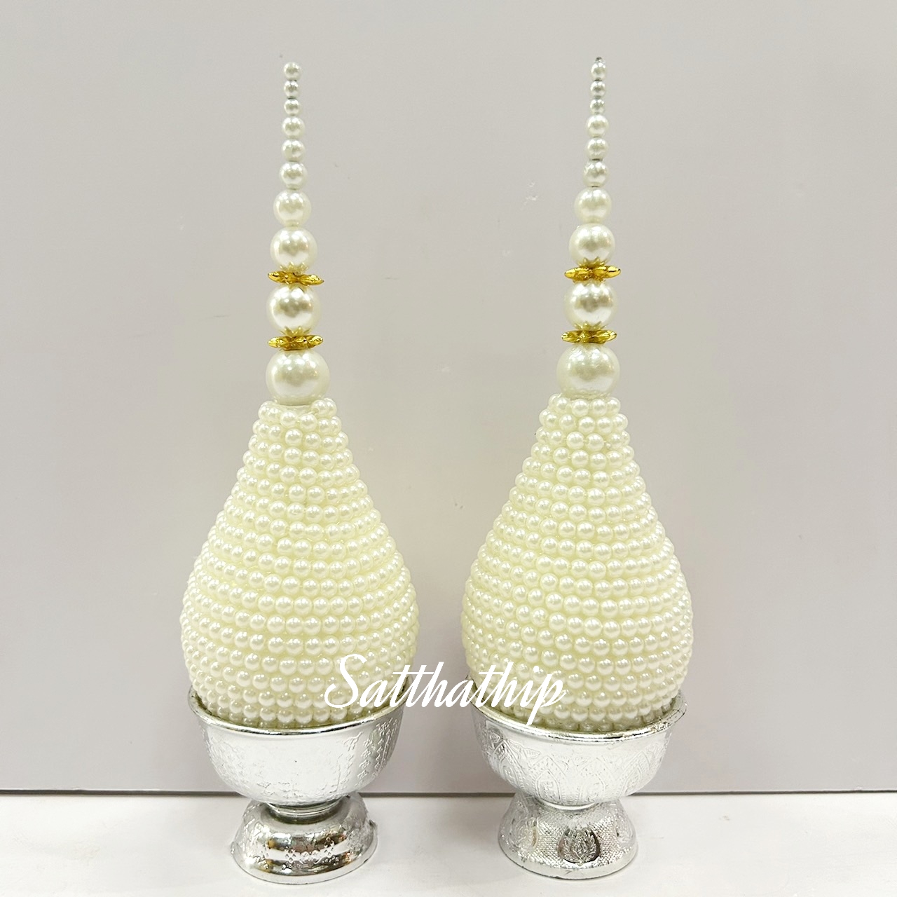พานพุ่ม - พานพุ่มสักการะ - พานพุ่มเงินทอง - พานพุ่มสีขาว [2 นิ้ว/ 800บาท/คู่]