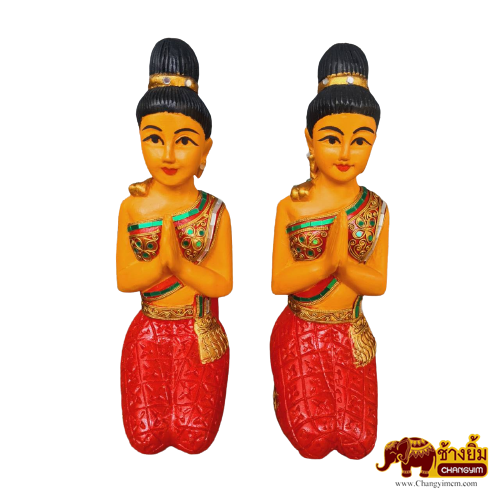 นางไหว้แกะสลัก ( นั่ง )