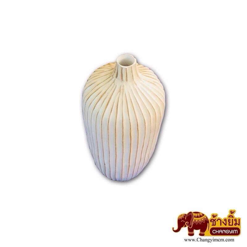 แจกันขูดบวบ ( สีขาว )