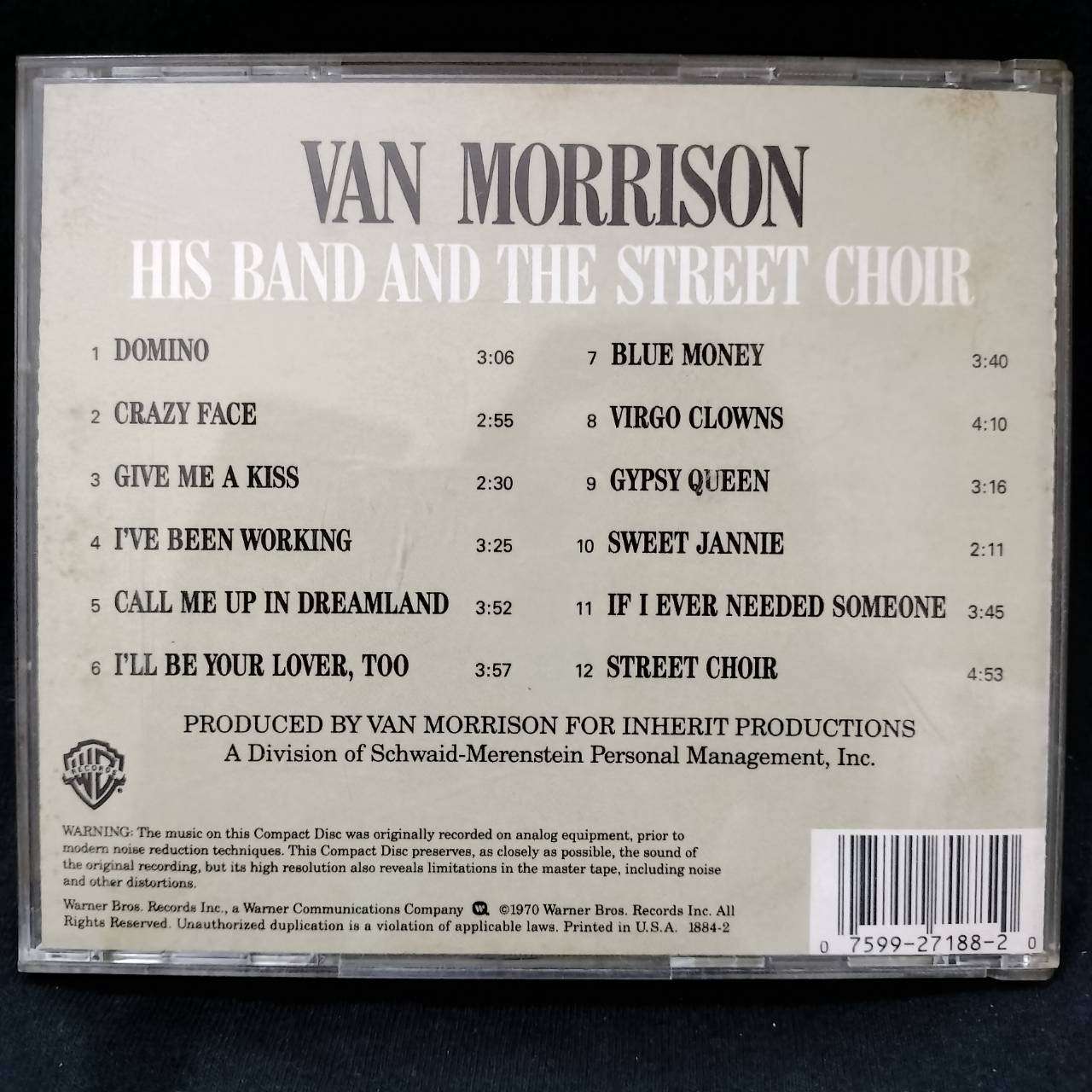 Van Morrison – His Band And The Street Choir / USA / ปกหลังมีจุดเหลือง / แผ่นดี