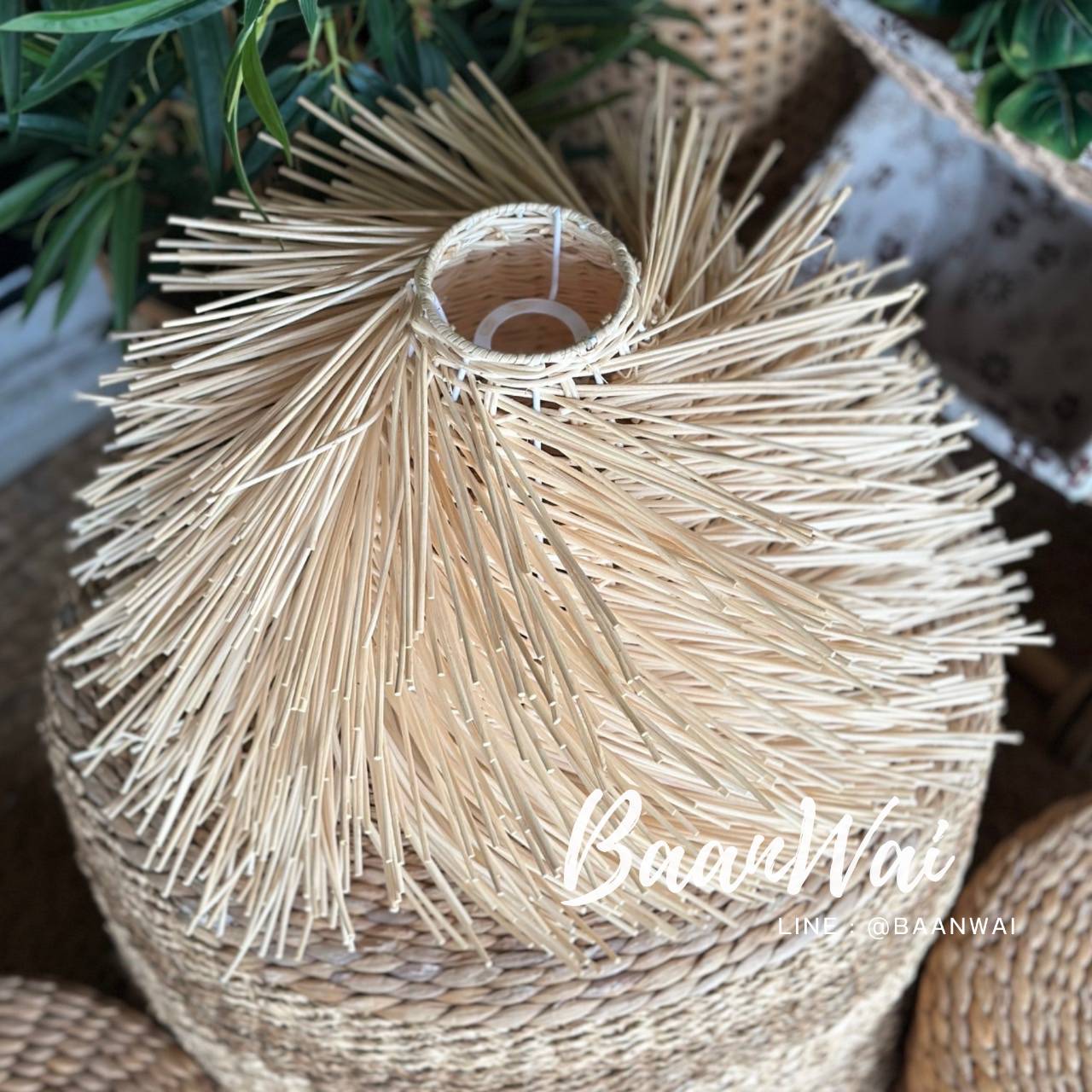 โคมไฟหวาย ฟอกขาว ทรงปะการัง