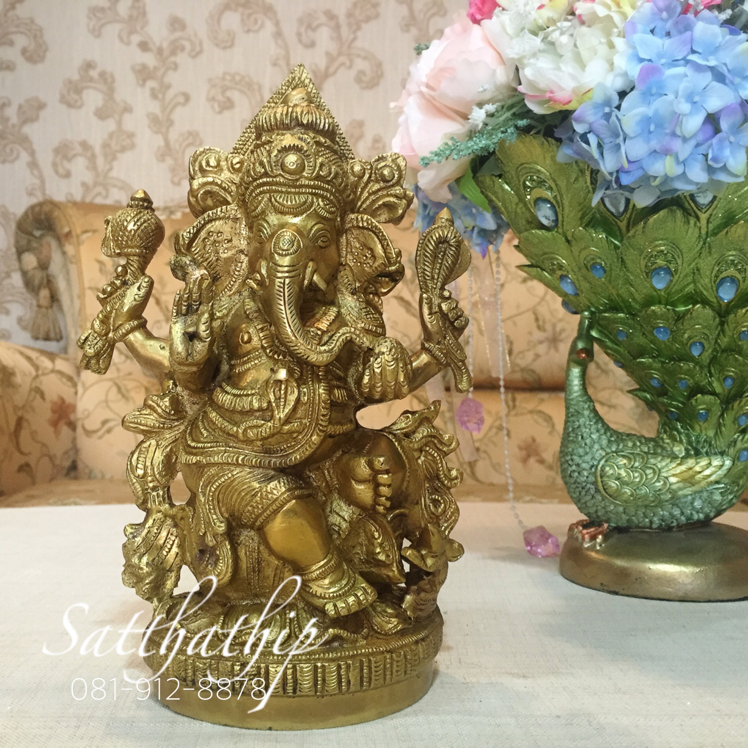 พระพิฆเณศ ปางสัมปทายะคเณศ (ทองเหลือง) ผลิตและนำเข้าจากอินเดีย - Ganesha: Lord of Success