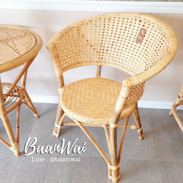 โต๊ะหวาย เฟอร์นิเจอร์หวาย โต๊ะหวายวินเทจ ชุดโต๊ะหวาย rattan table set round rattan table