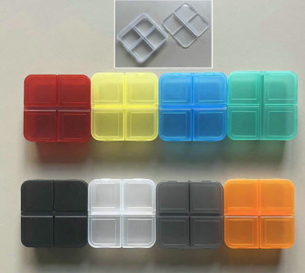 กล่องใส่ยา,กล่องยา,กล่องใส่ยา4ช่อง,สกรีนโลโก้,ราคาถูก,ขนาด6.0x6.0x1.7cm