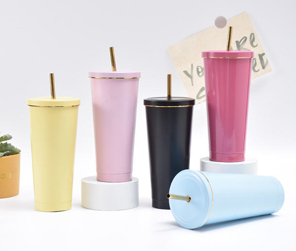 แก้วสแตนเลส,แก้วน้ำสแตนเลสพร้อมหลอด,500ml,700ml