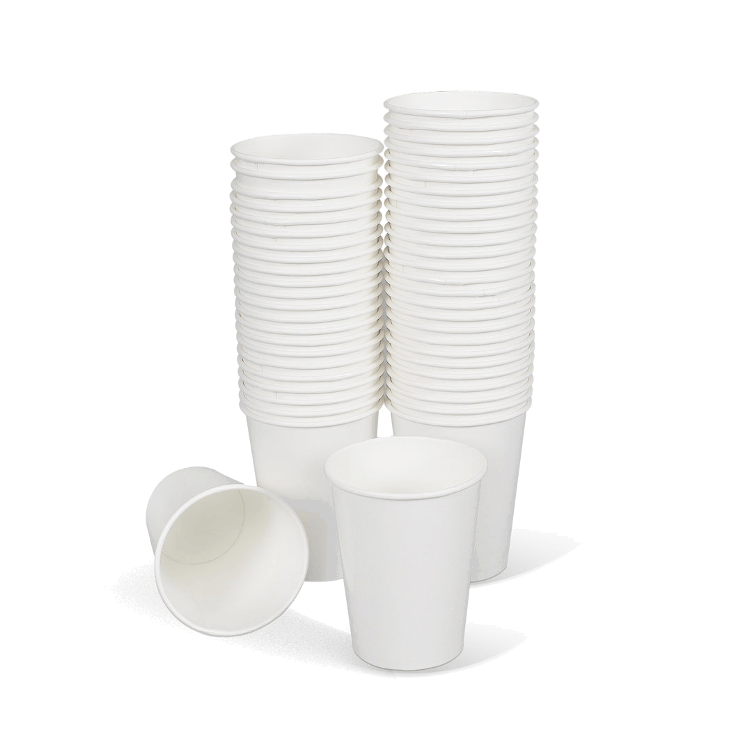 ถ้วยกาแฟกระดาษ 8 oz. ไม่มีหู สีขาว (50 ใบ/ห่อ) (09-1713)