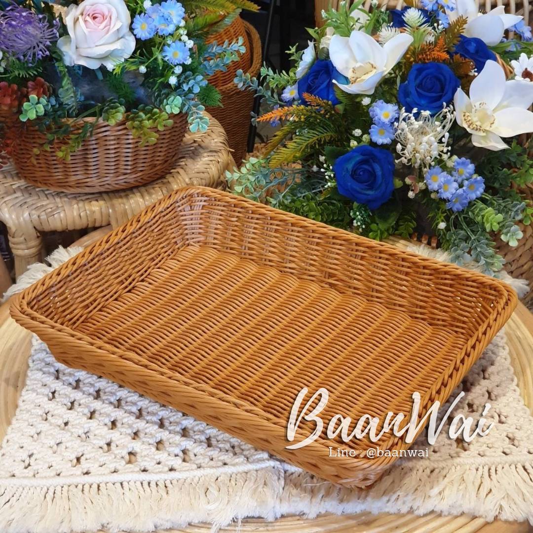 ถาดหวายเทียม ฝาครอบใส