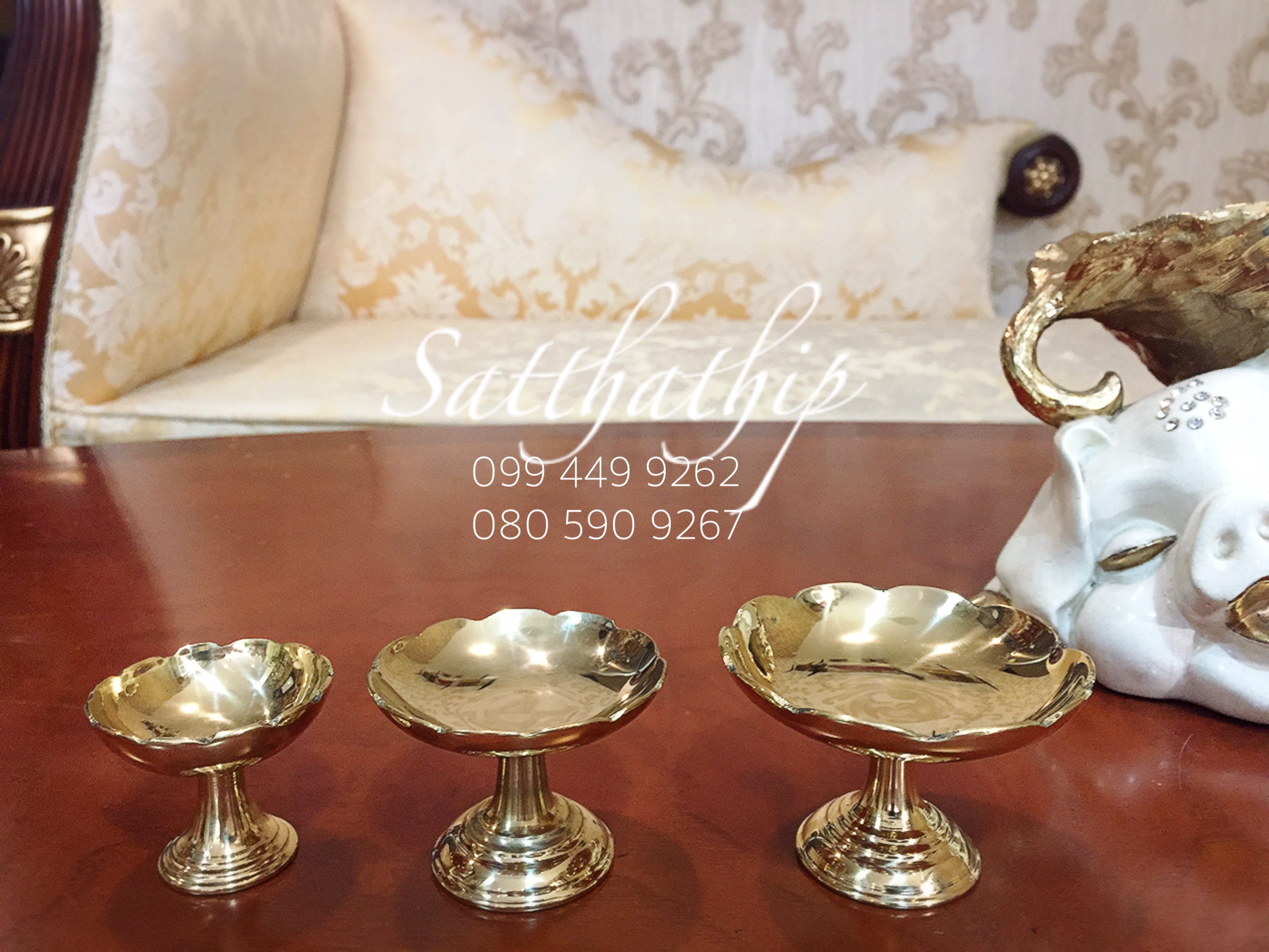 พานทองเหลือง ขนาด เส้นผ่าศูนย์กลาง 3 นิ้ว - พานทองเหลือง - พานปากจีบ ทองเหลือง