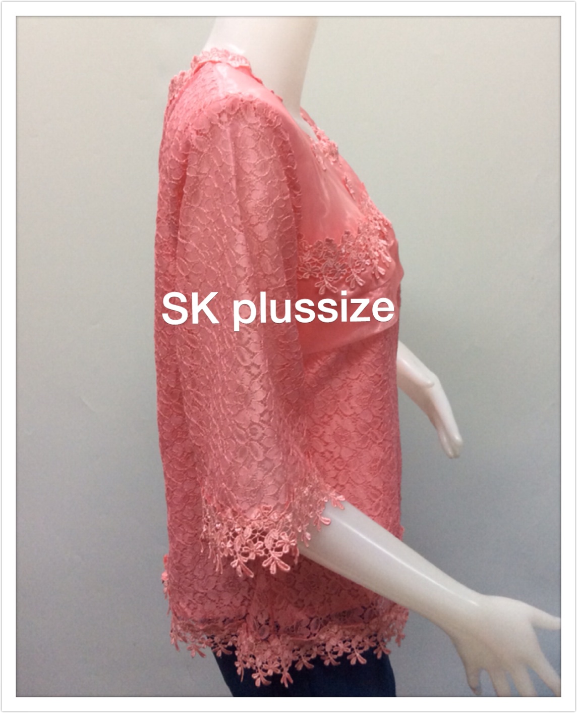เสื้อลูกไม้ สีโอลด์โรส อกผ้าแก้ว 2 ชั้น รอบอก 38 นิ้ว