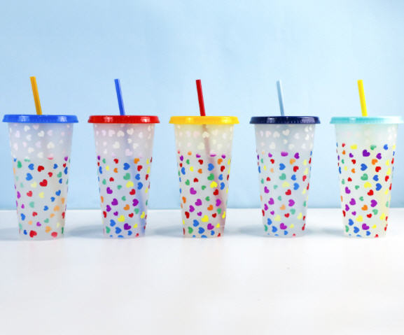 แก้วพลาสติก,แก้วพลาสติกเปลี่ยนสี,แก้วเปลี่ยนสีพร้อมฝาปิด,710ml