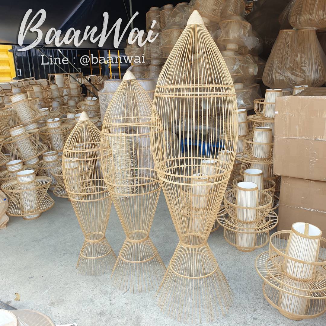 โคมไฟไม้ไผ่ โคมไฟปลา โคมไฟตกแต่ง โคมไฟ