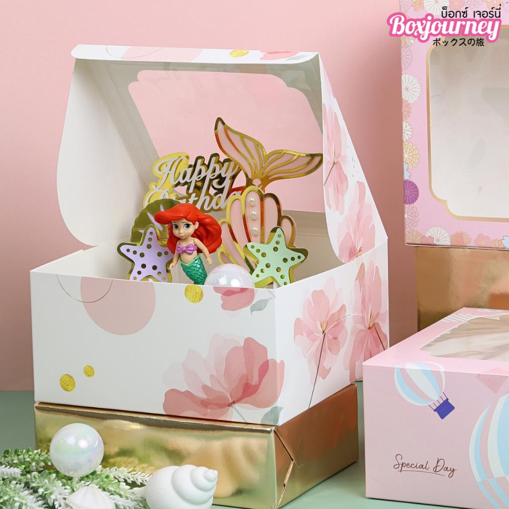 กล่องเค้ก 1 ปอนด์ ลาย Mild Flower Bloom 20.3 x 20.3 x 10 cm. 10 ใบ (09-9132)