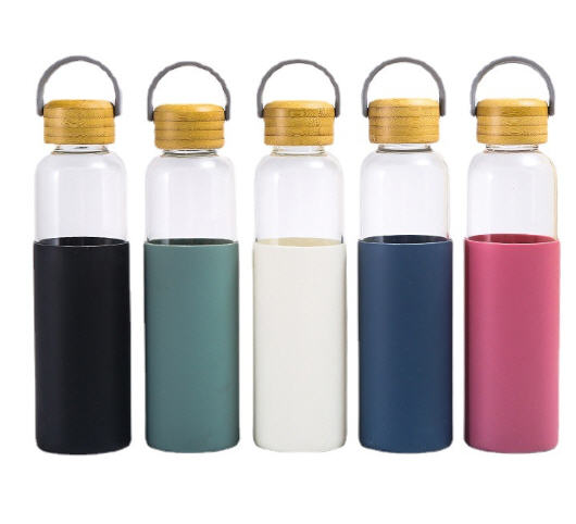 ขวดแก้วใส,ขวดแก้ว,ขวดแก้วพร้อมที่จับซิลิโคน,500ml