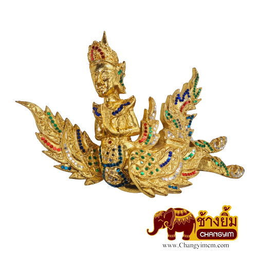 กินรีแกะสลักลงทองคำ ( แบบแขวน )