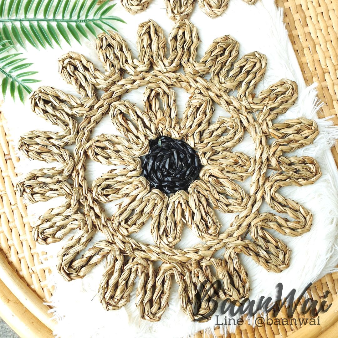 แผ่นตกแต่งผนังฟางหญ้า ทรงกลม แผ่นรองจาน