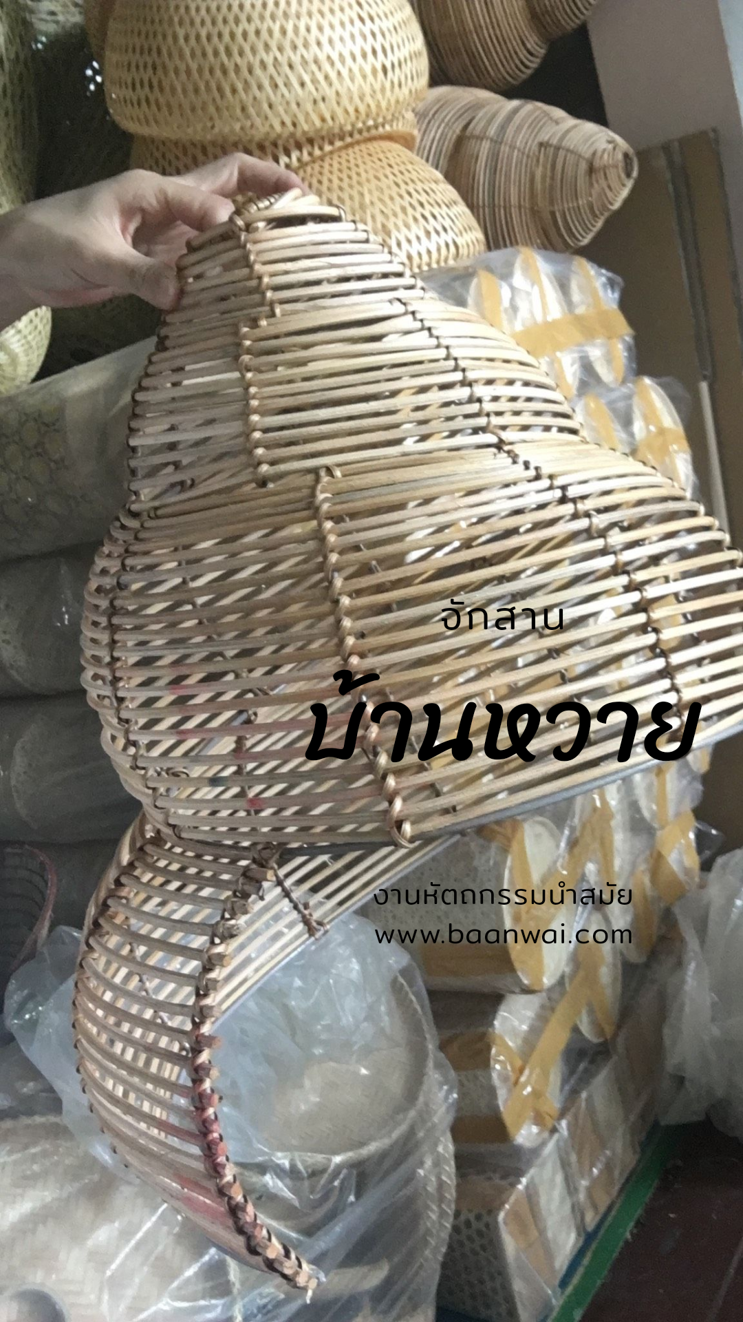 โคมไฟหอย สานจากหวายแท้