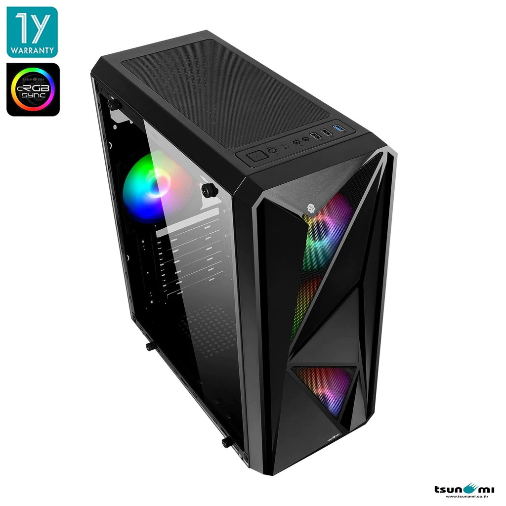 TSUNAMI GALAXY G15 ABLAZE TG ATX CASE BLACK FANx4
