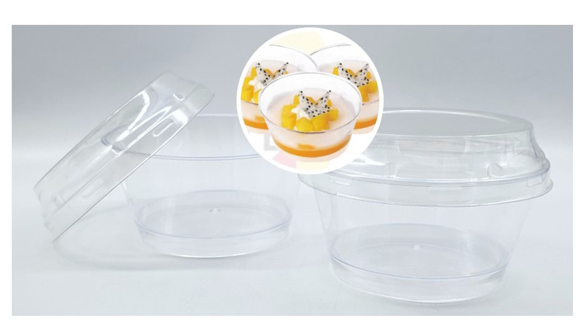 ถ้วยมูสกลมพร้อมฝา JC-8843 บรรจุ 10 ใบ ขนาด 8.7x 6.5x 6 cm. (09-7412)