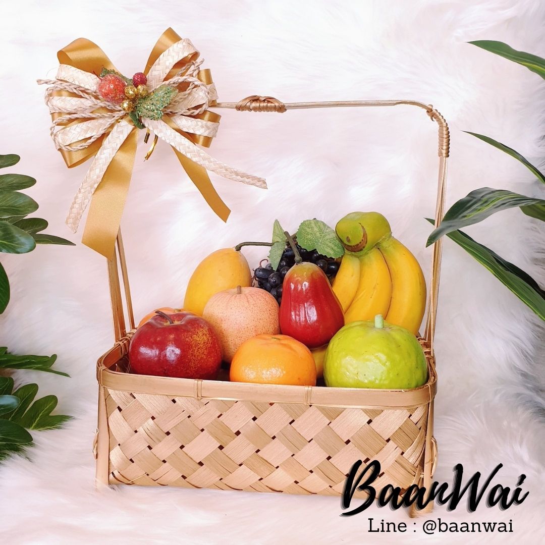 กระเช้าไม้ไผ่ ตะกร้าจัดกระเช้า กระเช้าสีทอง
