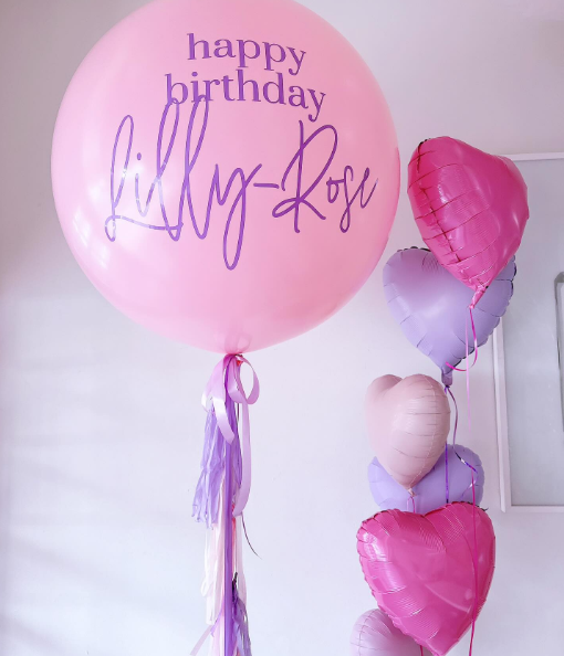 ลูกโป่งวันเกิด Happy birthday pink pastel colors & text balloons set (6 pcs.)