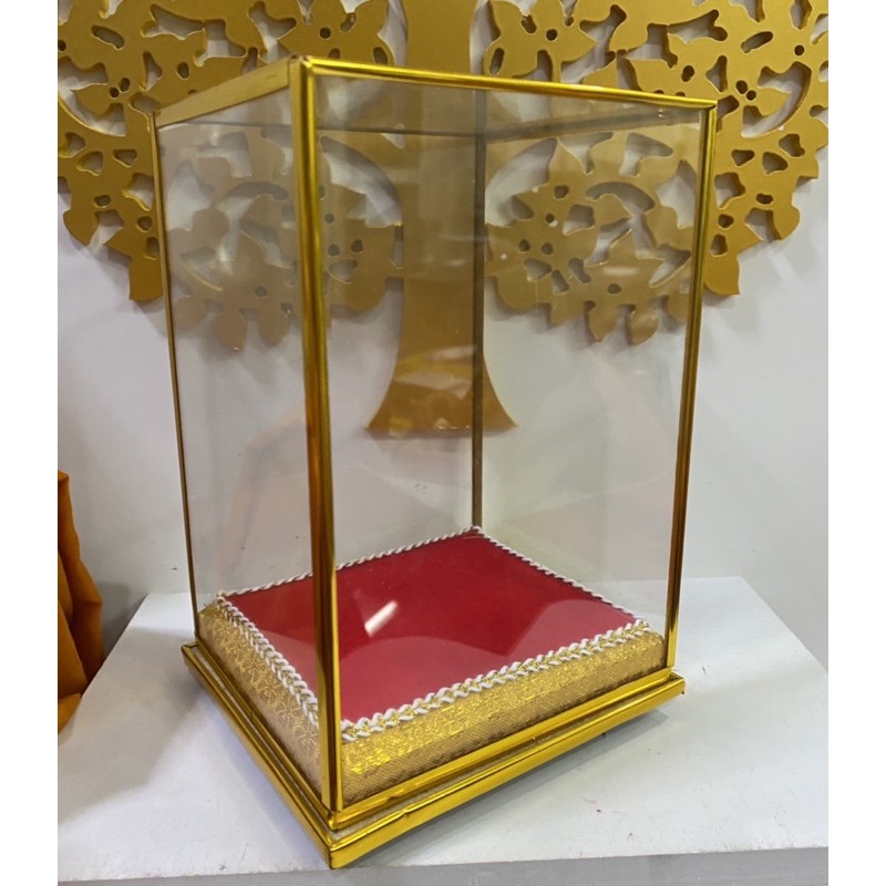 ตู้กระจก ตู้ครอบพระ กว้าง4.5นิ้ว ริ้วทอง