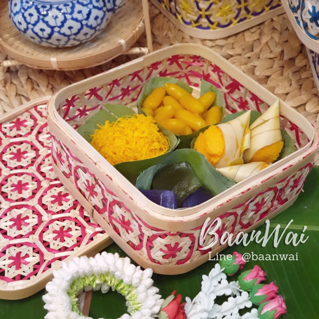 กล่องไม้ไผ่ลายพิกุล กล่องไม้ไผ่ทรงเหลี่ยม กล่องลายพิกุล