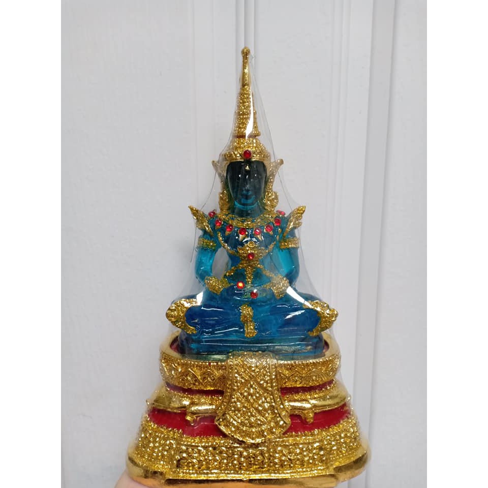 พระเเก้วมรกต จักพรรดิ ฐานกว้าง7นื้ว ปิดทองเค สีประจำวัน