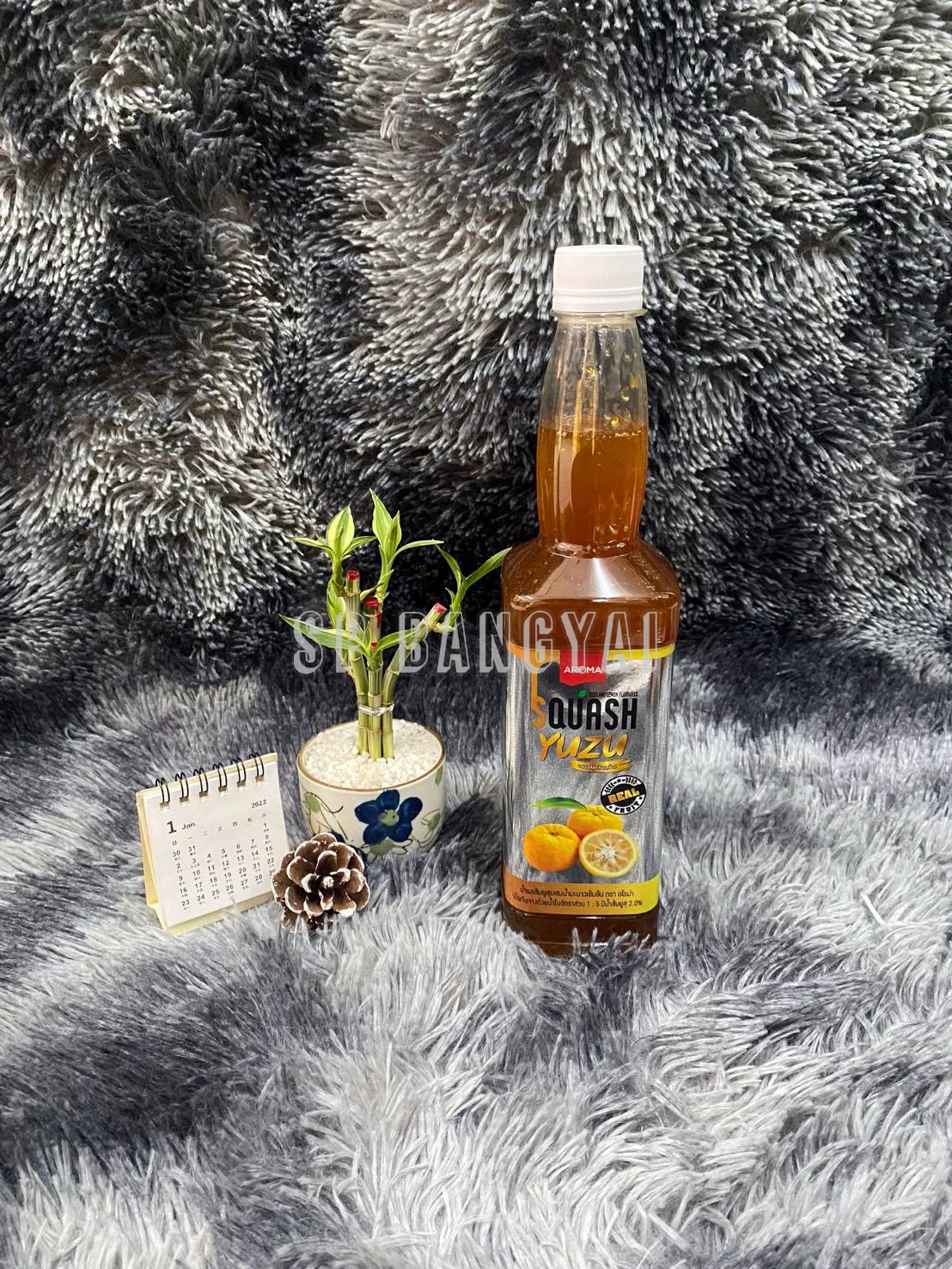 น้ำรสส้มยูสุผสมน้ำมะนาวเข้มข้น ตรา อโรม่า (Yuzu) AROMA 730 ml. Squash yuzu !!