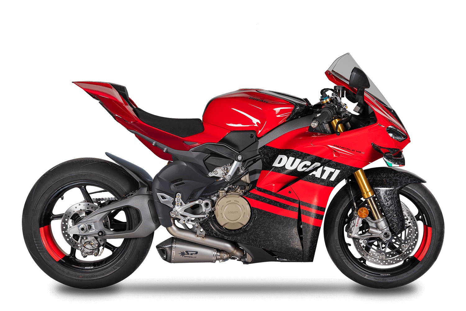ท่อ Spark exhaust สลิปออนไทเทเนียม สำหรับ Panigale V4 2025+ ท่อคู่ออกล่าง