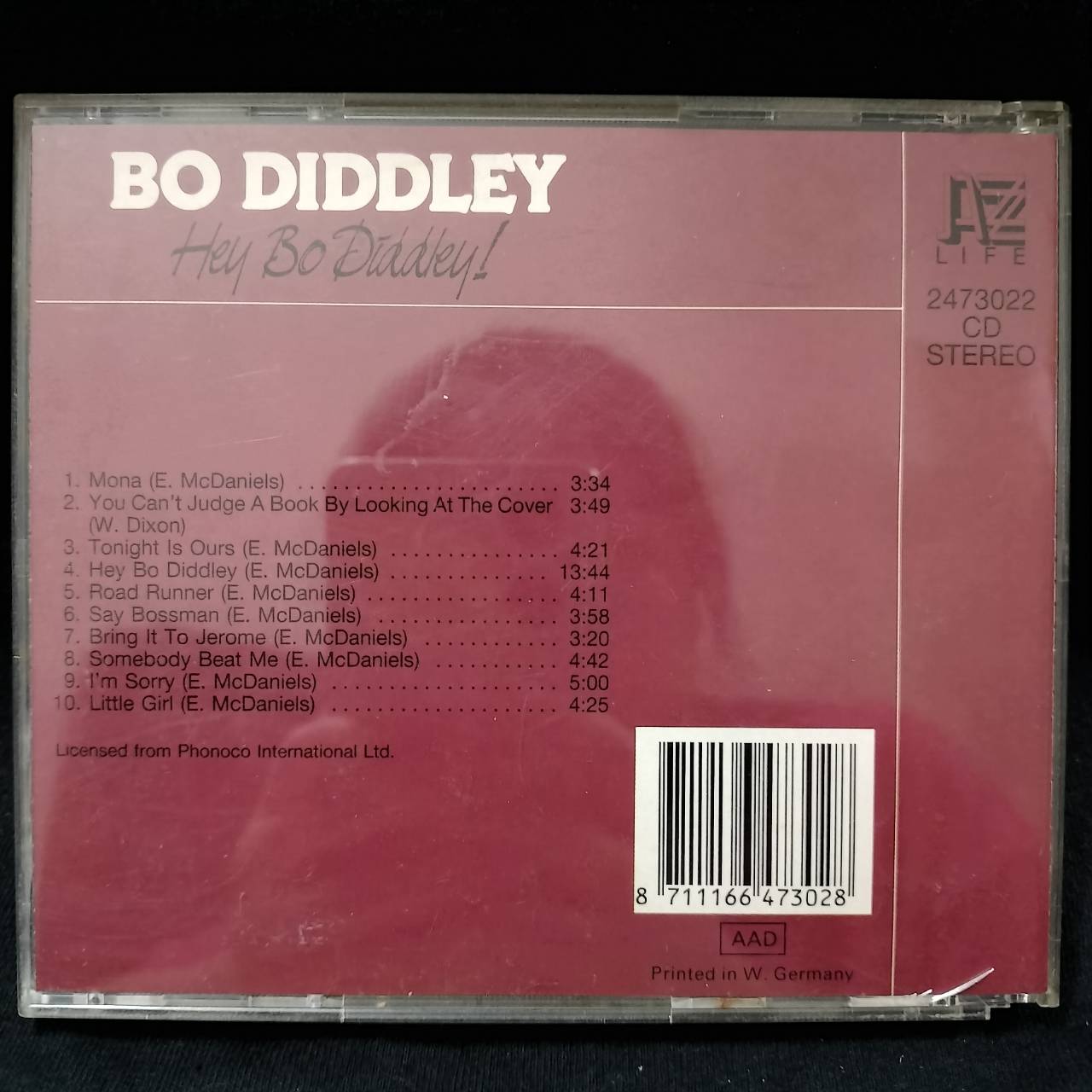 Bo Diddley – Hey Bo Diddley ! / KOREA / ฝากล่องหัก / ปกมีจุดเหลือง / แผ่นเป็นรอย