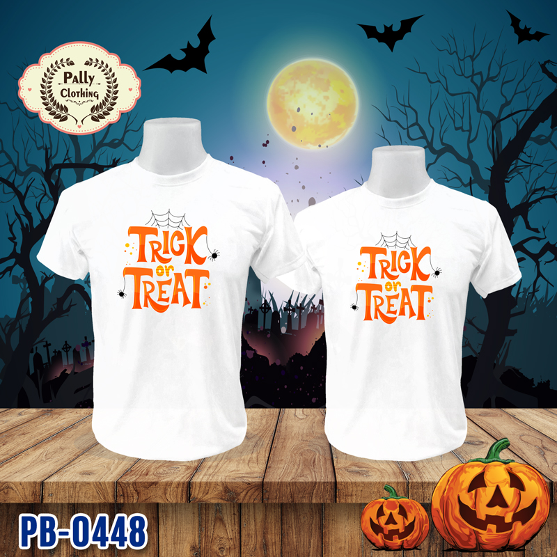 เสื้อยืดวันฮาโลวีน PB-0448 ลาย TRICK or TREAT