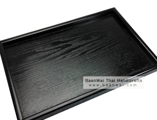 ถาดไม้ สี่เหลี่ยม (สีดำ)