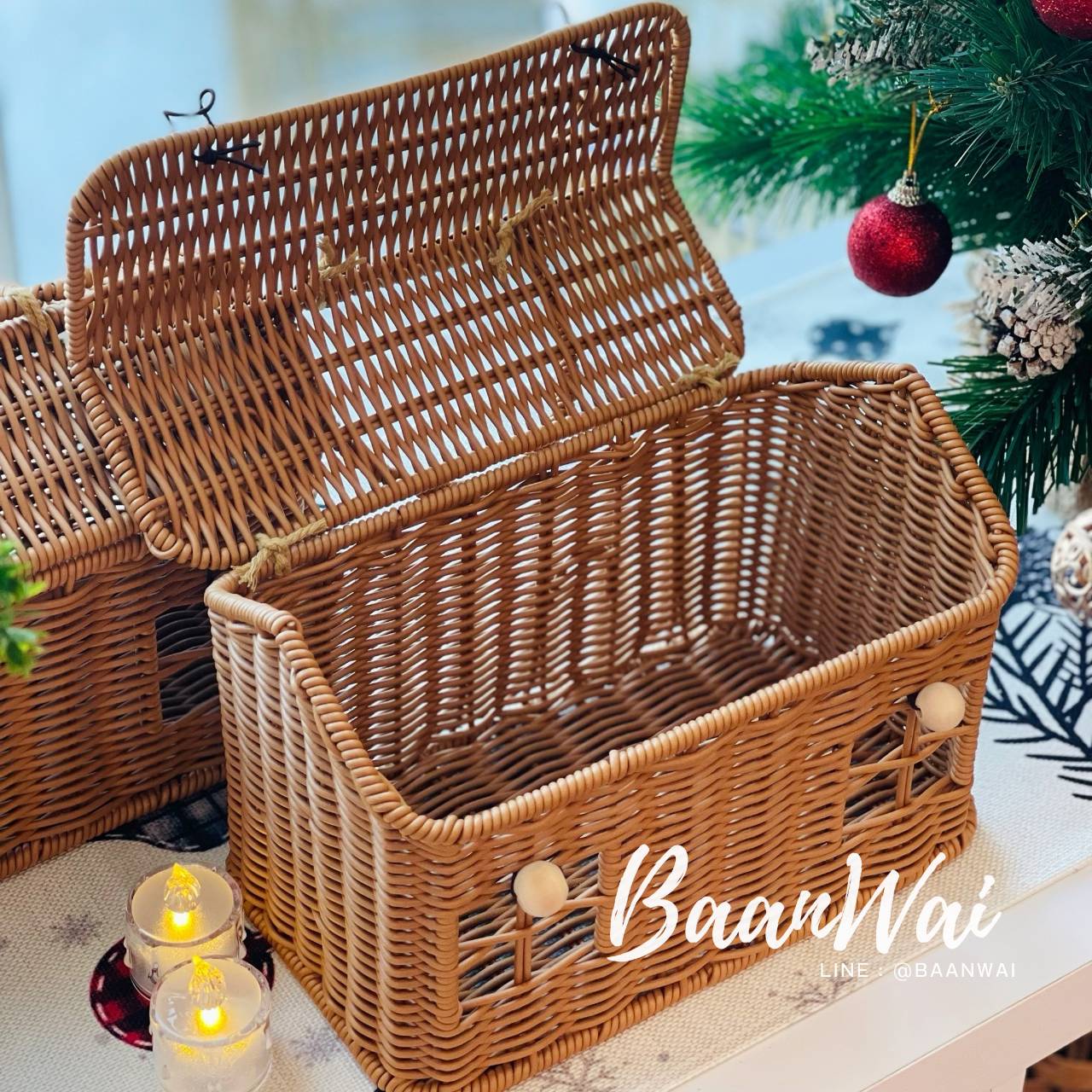 ตะกร้าหวายเทียม รูปทรงบ้าน ขนาด 14*24* สูง 18 cm