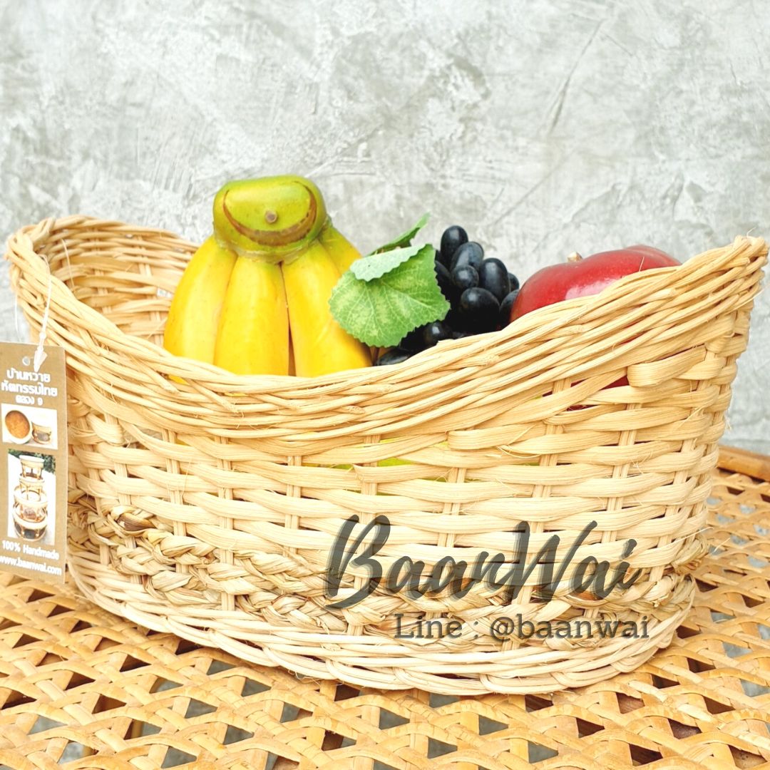 กระเช้าหวาย ทรงรีเรือ