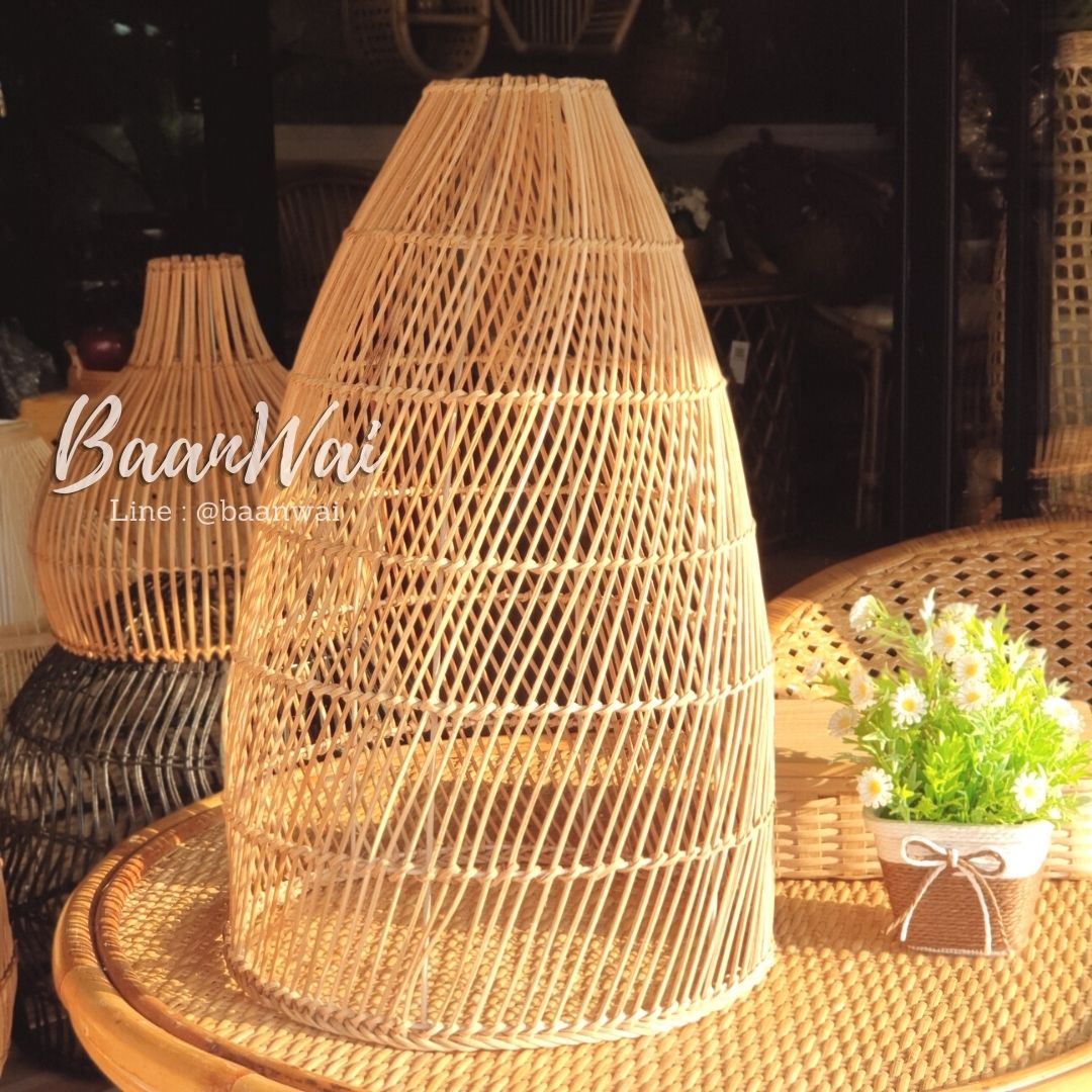 โคมไฟหวาย โคมไฟโครงเหล็ก โคมไฟ โคมไฟหวายทรงสูง 32 cm * สูง 51 cm