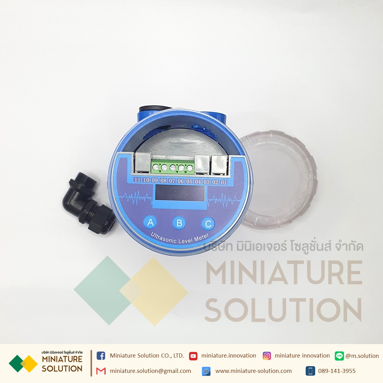 เครื่องวัดระดับของเหลว แบบอัลตร้าโซนิค ส่งสัญญาณ Analog 4-20mA เซนเซอร์วัดความลึกในถังน้ำหรือของเหลว ใช้ในการวัดระดับของเหลวที่ต้องการทราบระดับของของเหลวภายในถังหรือบ่อ Ultrasonic Liquid Level Sensors (SZY-102-AO2) (0-10M) (24VDC)(4-20mA)