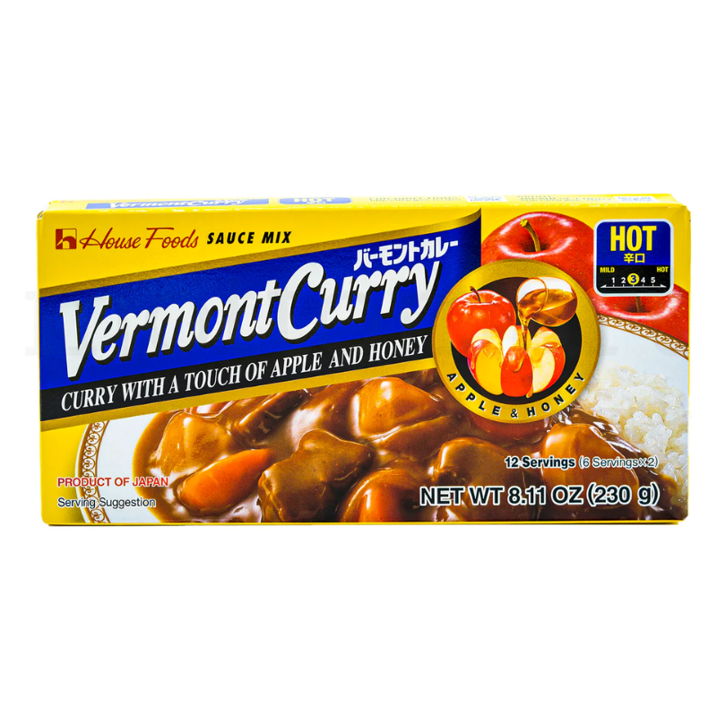 Vermont Curry เครื่องแกงกระหรี่ก้อน ชนิดเผ็ดมาก ตราเฮาส์ 230 กรัม House Vermont Curry Hot 230 g. (05-4149)
