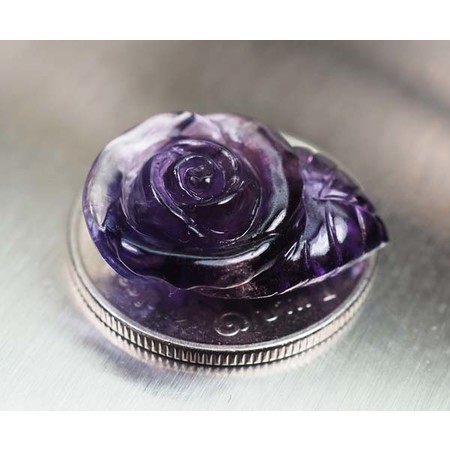 แอเมทิสต์แท้สีม่วงแกะลายดอกกุหลาย 9.80 กะรัต