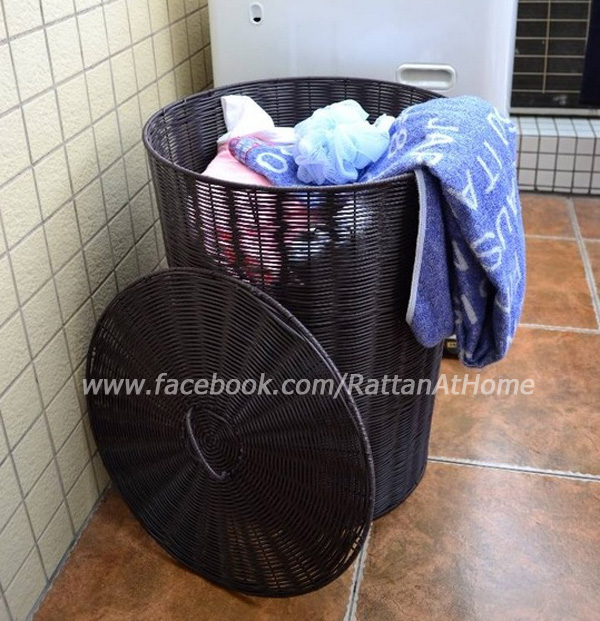 ตะกร้าผ้า หวายเทียม ถังหวายใส่ผ้า ตะกร้าผ้าซัก