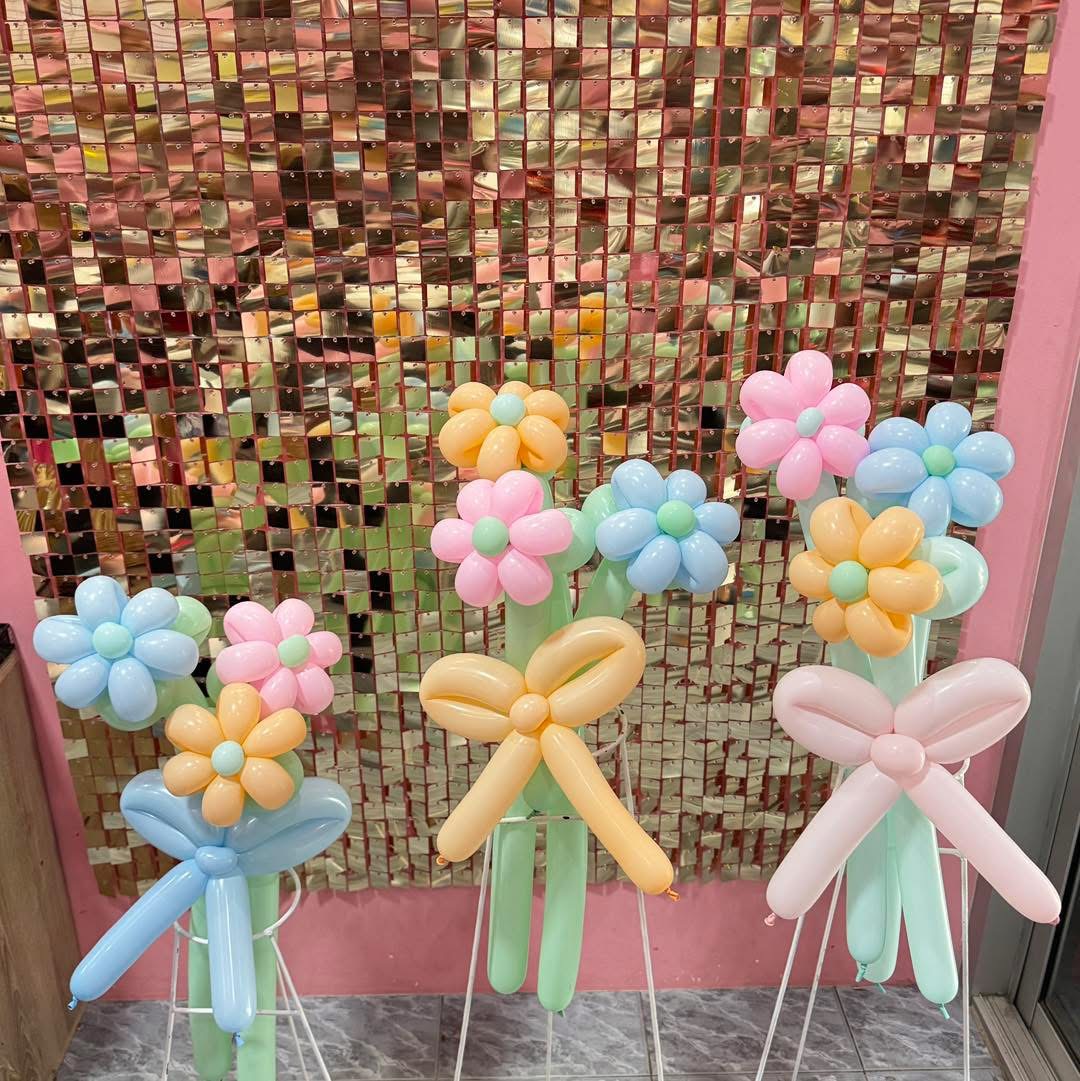 ช่อลูกโป่งดอกไม้ Mix balloons twist 3 ดอก 3 ช่อ